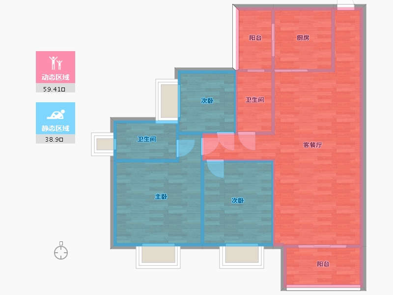 广东省-广州市-保利西悦湾112m2-89.60-户型库-动静分区