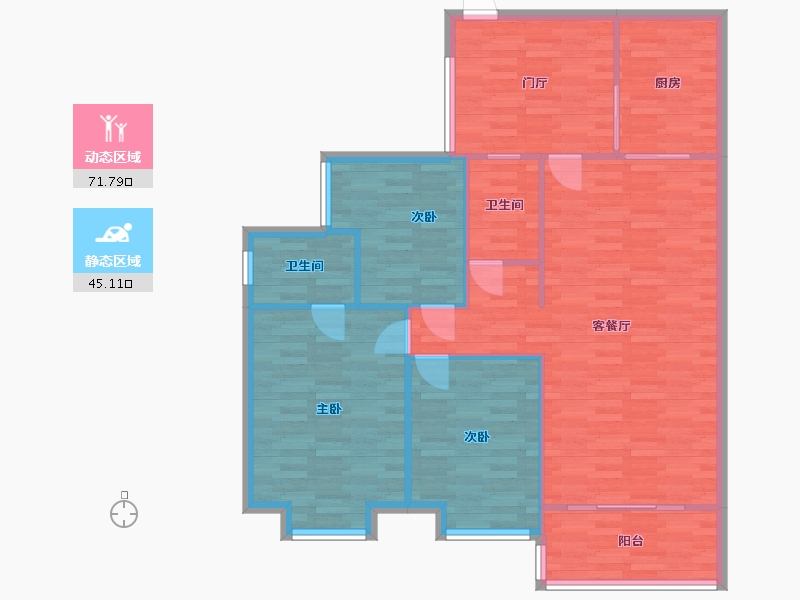 广东省-广州市-保利西悦湾M2,M3栋121m2-107.65-户型库-动静分区