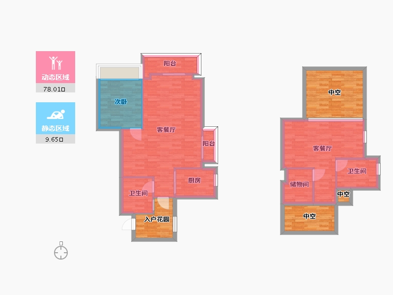 广东省-广州市-招商雍景湾7栋105m2-101.68-户型库-动静分区