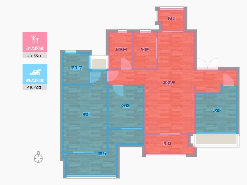 广东省-广州市-招商雍景湾130m2-89.79-户型库-动静分区