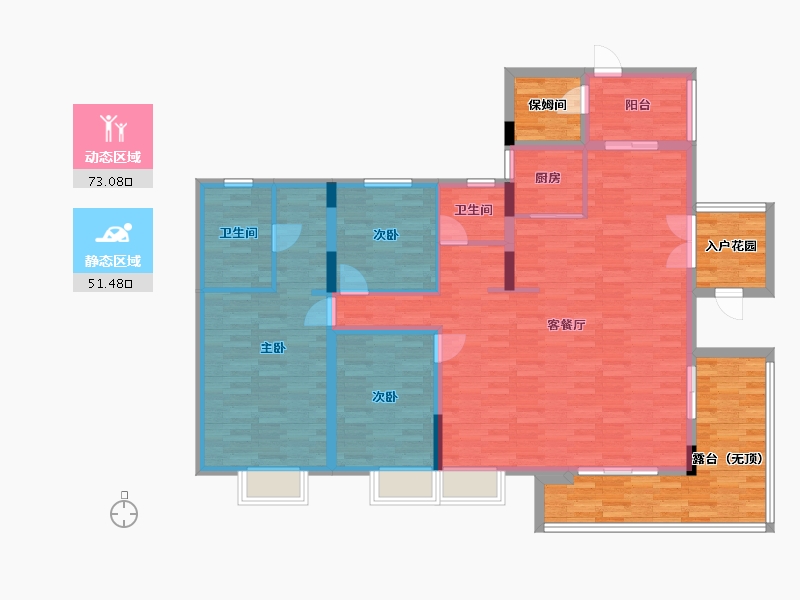 广东省-广州市-招商雍景湾39,40,41栋163m2-137.13-户型库-动静分区