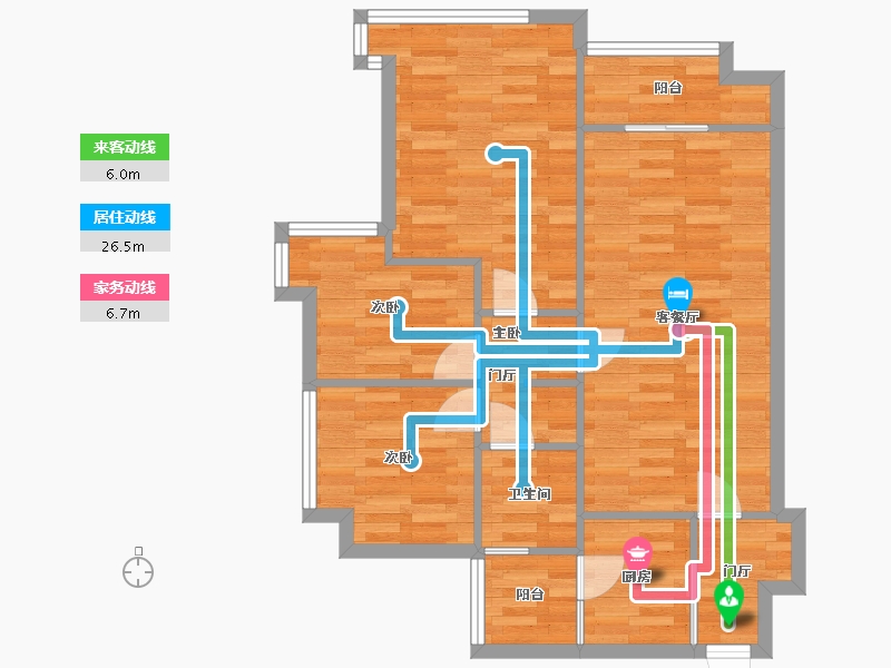 广东省-广州市-招商雍景湾89m2-74.49-户型库-动静线