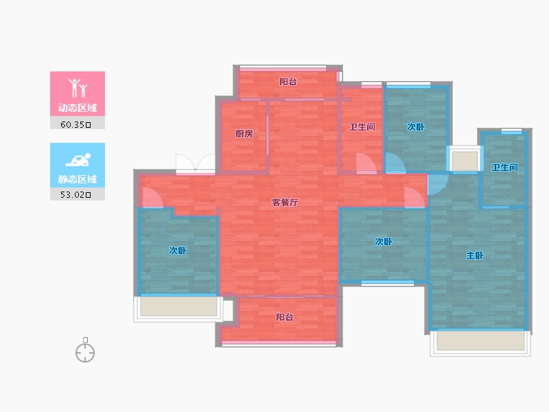 广东省-广州市-招商雍景湾106m2-103.14-户型库-动静分区