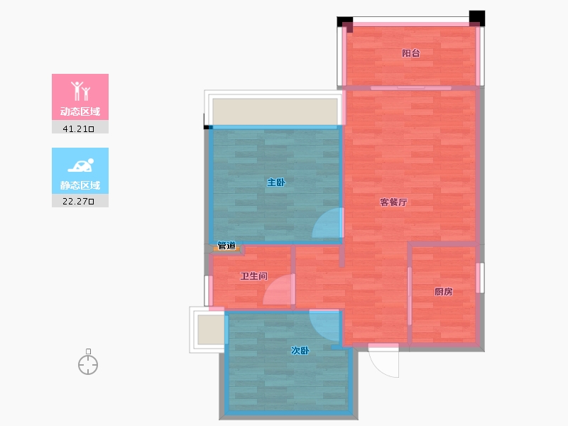 广东省-广州市-中泰天境72m2-57.60-户型库-动静分区