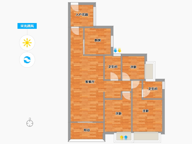 广东省-广州市-保利东郡1,3,4号楼110m2-81.16-户型库-采光通风