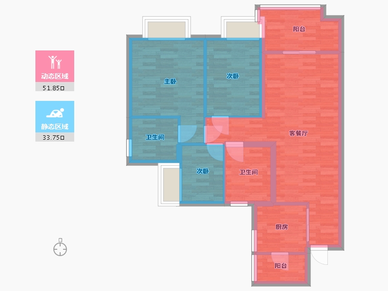 广东省-广州市-广州碧桂园-76.25-户型库-动静分区