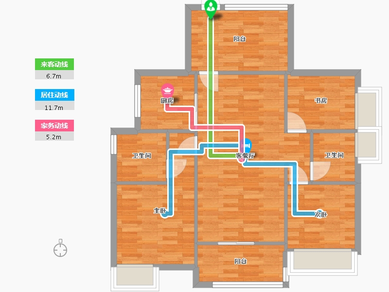 广东省-广州市-保利碧桂园公园大道7A号楼98m2-78.41-户型库-动静线