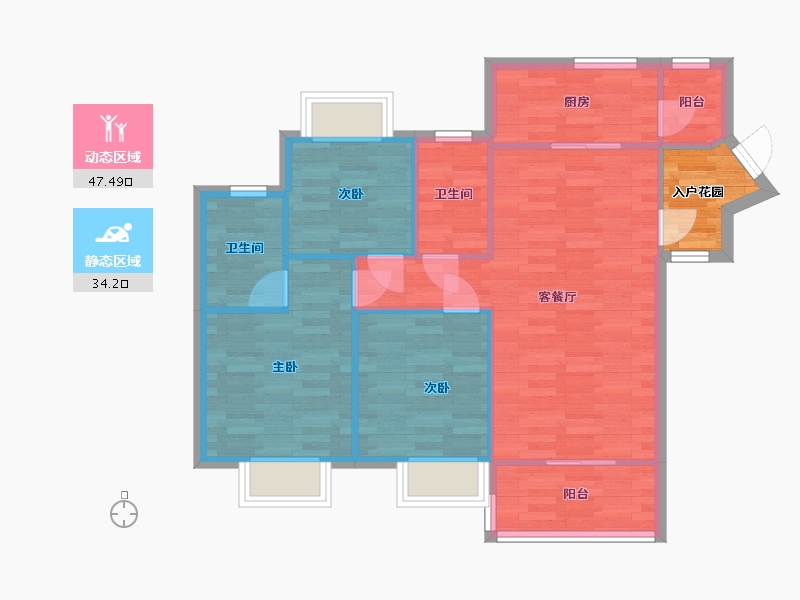 广东省-广州市-保利葛洲坝海德公馆4号楼97m2-77.60-户型库-动静分区