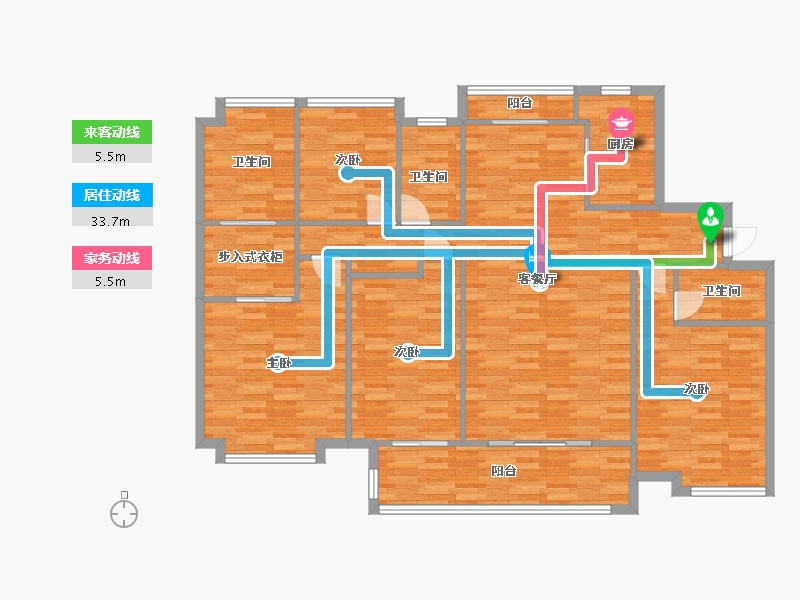 广东省-广州市-保利葛洲坝海德公馆9,10,11号楼170m2-135.05-户型库-动静线