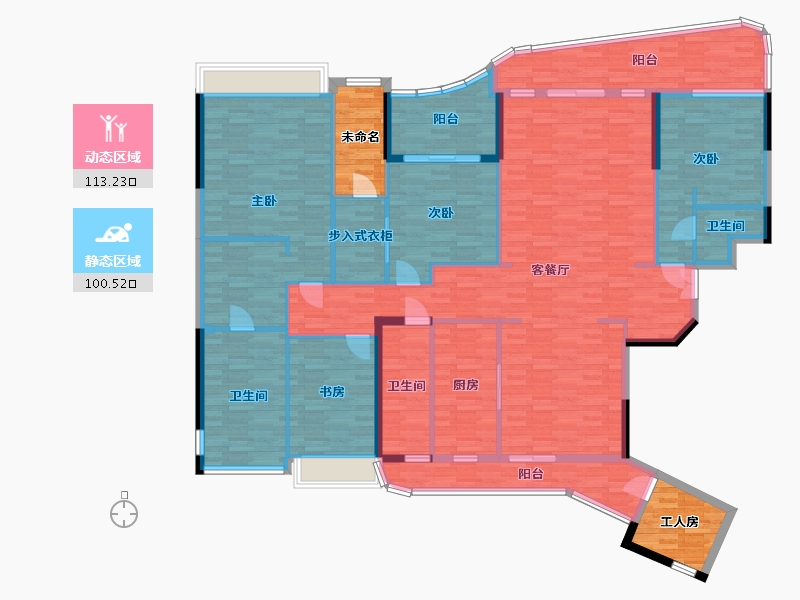 广东省-广州市-鹅潭湾1栋235m2-205.62-户型库-动静分区