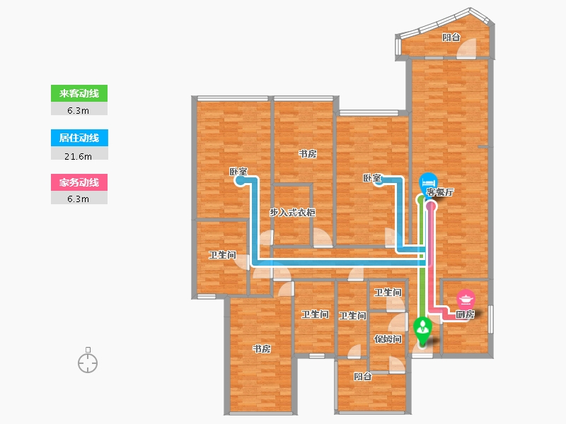 广东省-广州市-鹅潭湾6栋190m2-152.00-户型库-动静线