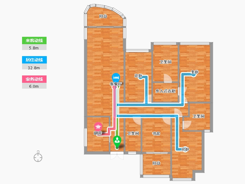 广东省-广州市-鹅潭湾9栋168m2-134.39-户型库-动静线