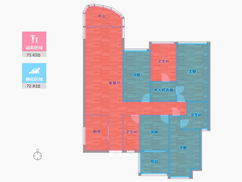 广东省-广州市-鹅潭湾9栋168m2-134.39-户型库-动静分区