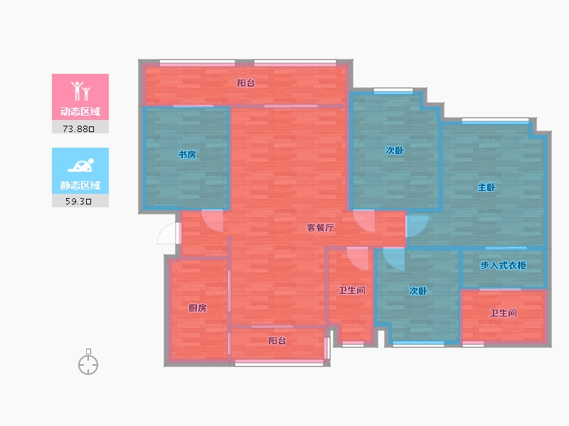 广东省-广州市-葛洲坝广州紫郡府144m2-121.75-户型库-动静分区