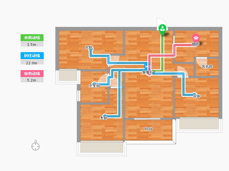 广东省-广州市-凯德双桥8号6号楼91m2-70.83-户型库-动静线