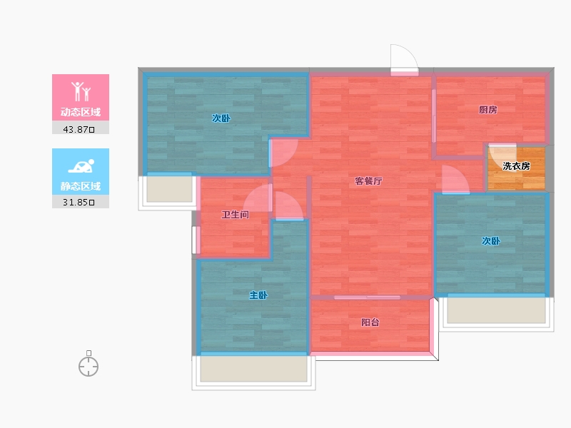 广东省-广州市-凯德双桥8号6号楼91m2-70.83-户型库-动静分区