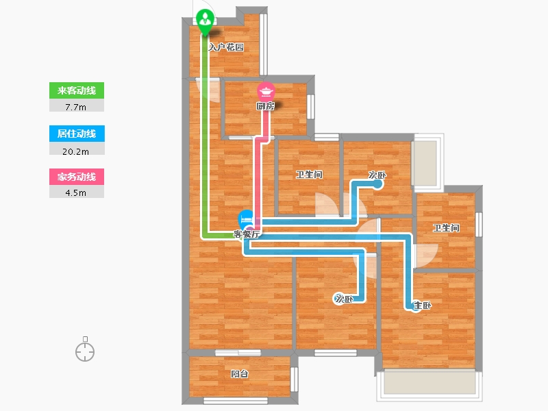 广东省-广州市-华发中央公园94m2-75.31-户型库-动静线