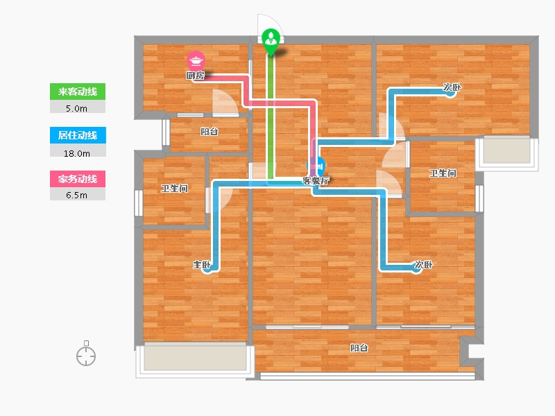 广东省-广州市-凯德双桥8号1,2号楼120m2-94.17-户型库-动静线