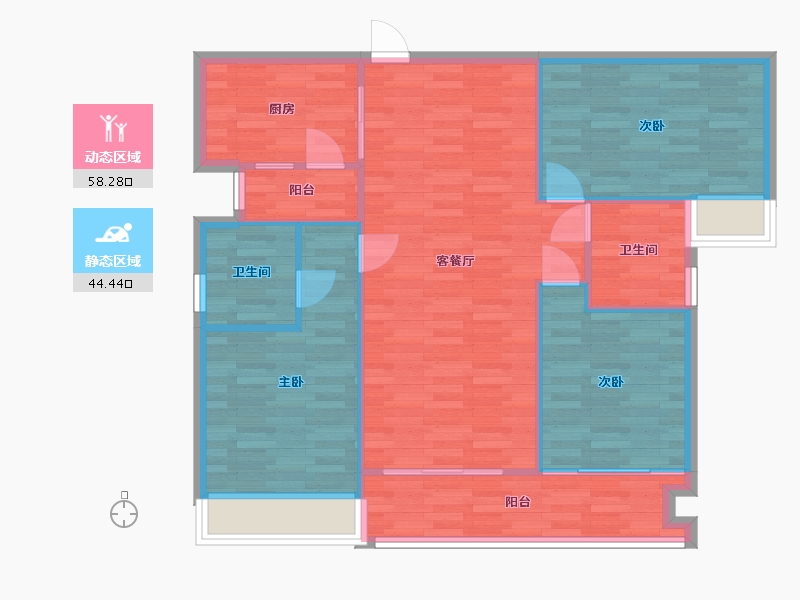 广东省-广州市-凯德双桥8号1,2号楼120m2-94.17-户型库-动静分区