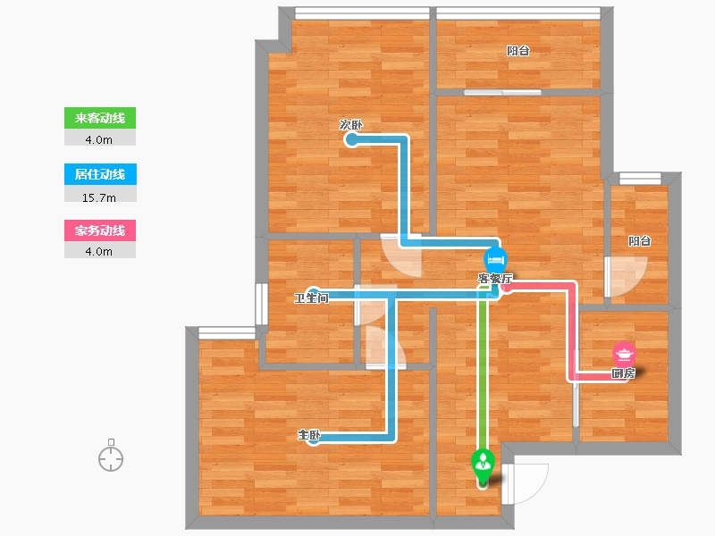 广东省-广州市-凯德双桥8号1,2,5,6号楼84m2-66.94-户型库-动静线