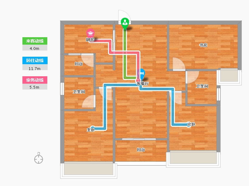 广东省-广州市-凯德双桥8号5,6号楼107m2-80.54-户型库-动静线