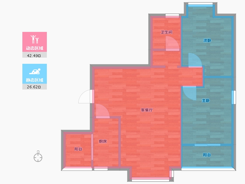 广东省-广州市-力诚欣悦湾2栋78m2-62.40-户型库-动静分区