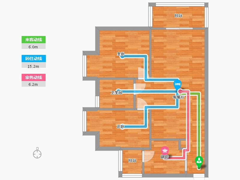 广东省-广州市-力诚欣悦湾2栋80m2-64.00-户型库-动静线