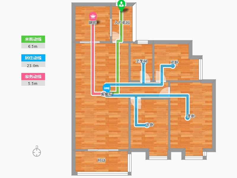 广东省-广州市-力诚欣悦湾2栋96m2-76.80-户型库-动静线