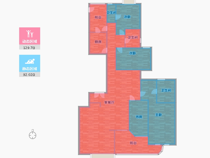 广东省-广州市-流花君庭330m2-205.48-户型库-动静分区