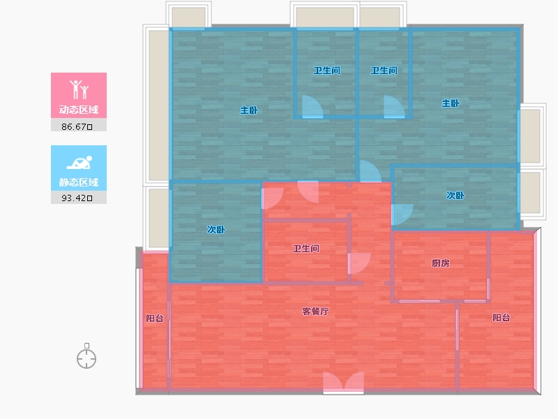 广东省-广州市-西关海13栋189m2-167.01-户型库-动静分区