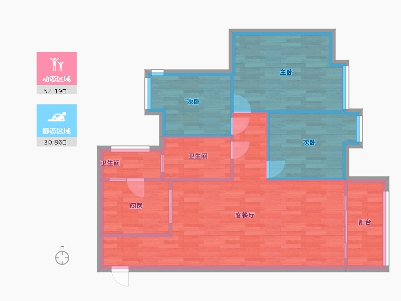 广东省-广州市-新世界凯粤湾94m2-75.20-户型库-动静分区