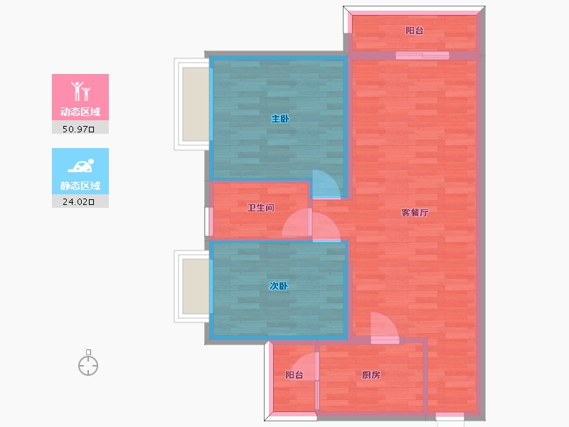 广东省-广州市-远东御江豪庭F5栋87m2-66.98-户型库-动静分区