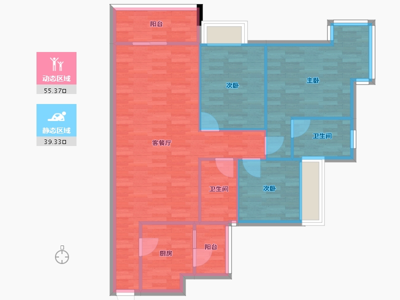 广东省-广州市-远东御江豪庭F5栋107m2-85.61-户型库-动静分区