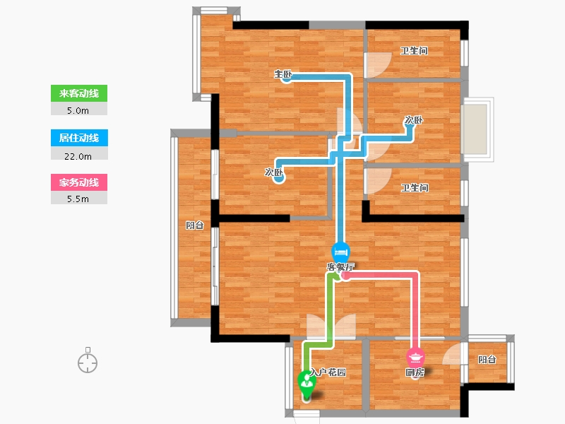 广东省-广州市-悦江上品苑B04栋123m2-98.40-户型库-动静线