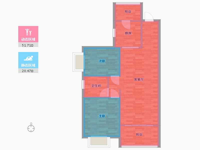 广东省-广州市-悦江上品苑82m2-65.60-户型库-动静分区