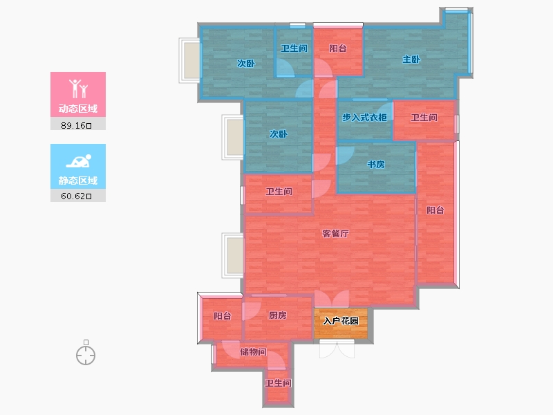 广东省-广州市-悦江上品苑B03栋176m2-140.80-户型库-动静分区