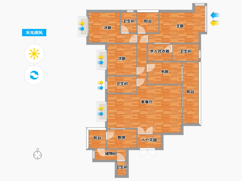 广东省-广州市-悦江上品苑B03栋176m2-140.80-户型库-采光通风