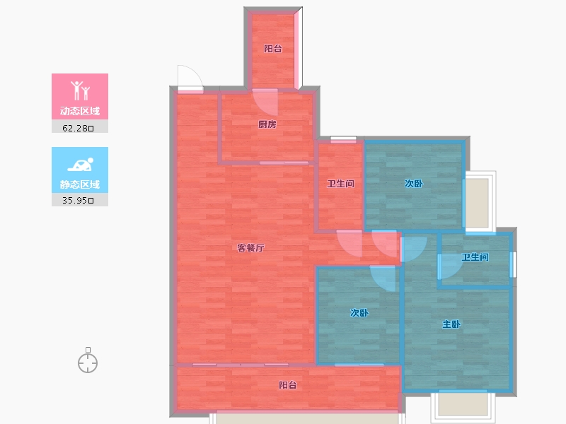 广东省-广州市-悦江上品苑B04栋112m2-89.60-户型库-动静分区