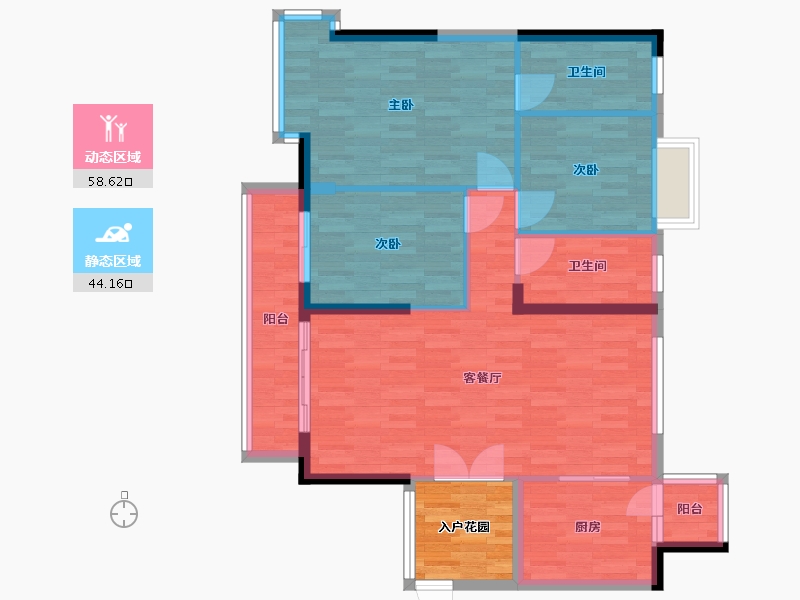 广东省-广州市-悦江上品苑B04栋123m2-98.40-户型库-动静分区