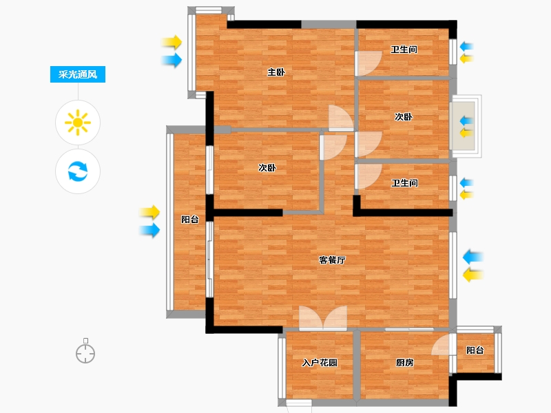 广东省-广州市-悦江上品苑B04栋123m2-98.40-户型库-采光通风