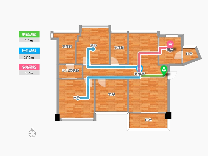 广东省-广州市-振业天颂花园6,7号楼108m2-91.78-户型库-动静线