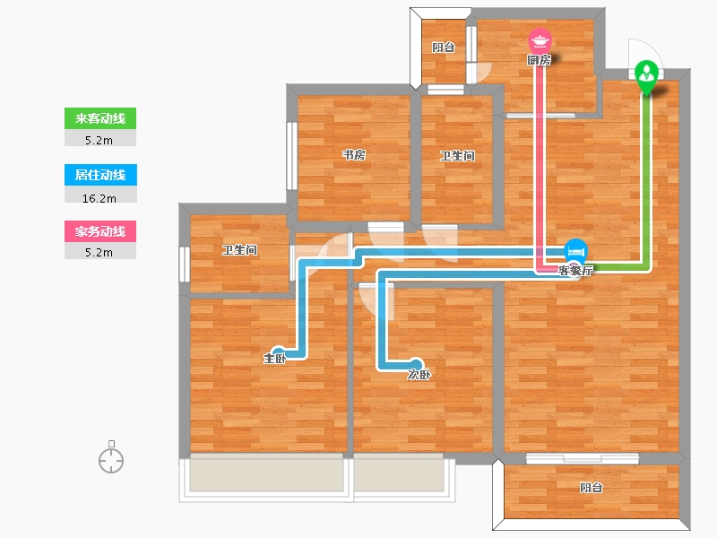 广东省-广州市-振业天颂花园110m2-85.53-户型库-动静线