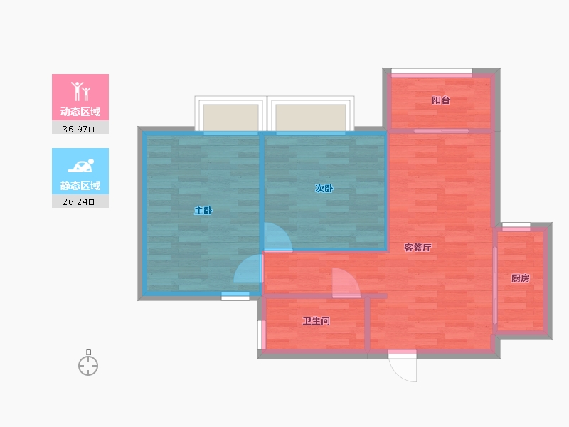 广东省-广州市-中海花湾壹号C2,C3栋75m2-57.16-户型库-动静分区