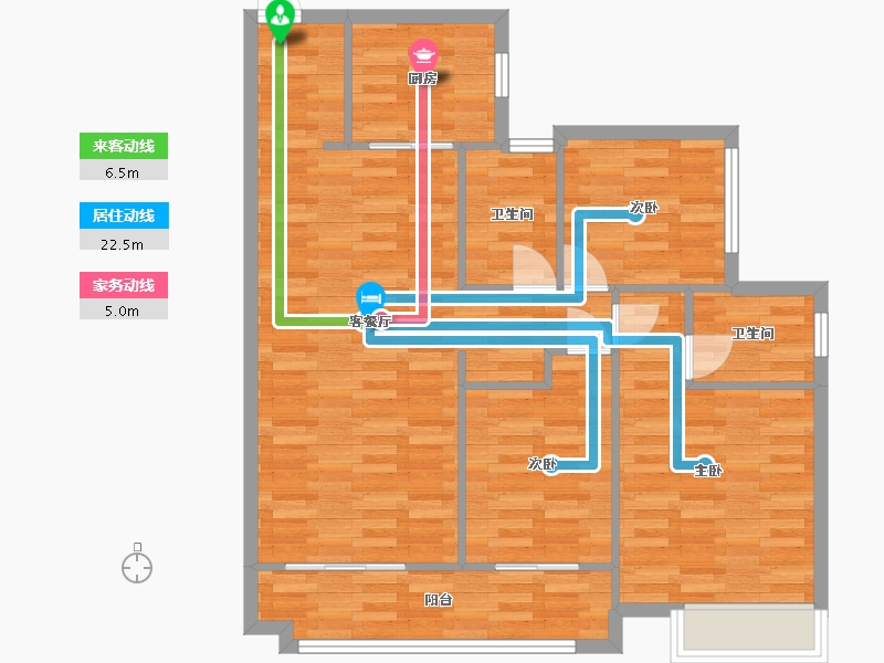 广东省-广州市-中海花湾壹号C2,C3栋115m2-88.07-户型库-动静线