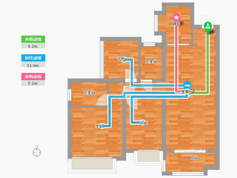 广东省-广州市-中海花湾壹号C2,C3栋98m2-74.08-户型库-动静线