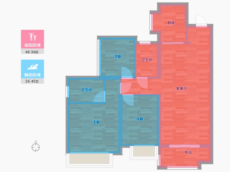 广东省-广州市-中海花湾壹号C2,C3栋98m2-74.08-户型库-动静分区