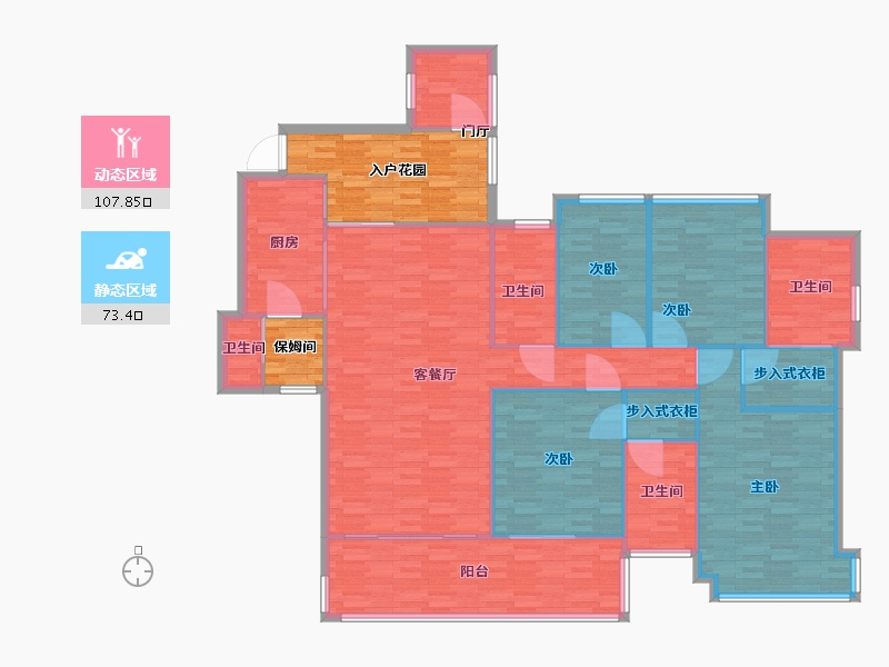 广东省-广州市-珠光御景壹號A7栋231m2-184.81-户型库-动静分区