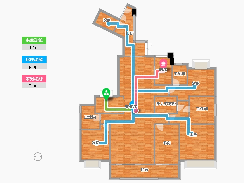 广东省-广州市-珠江金茂府1栋237m2-182.16-户型库-动静线