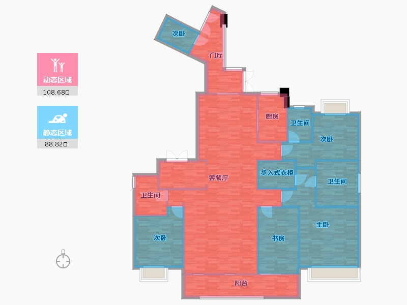 广东省-广州市-珠江金茂府1栋237m2-182.16-户型库-动静分区