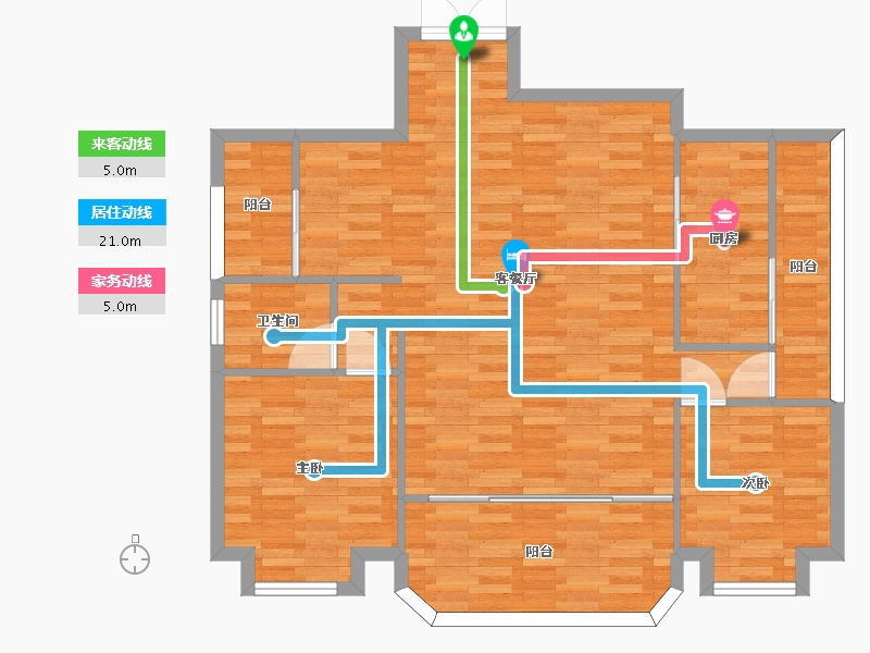 广东省-广州市-珠江金茂府3栋122m2-97.60-户型库-动静线